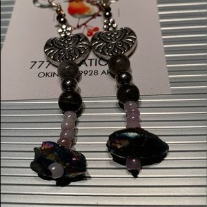 Beautiful grey natural stone earrings